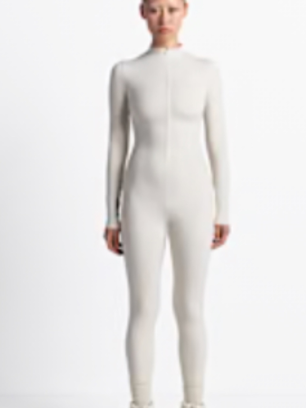 Long-Sleeve Cream Jumpsuit
